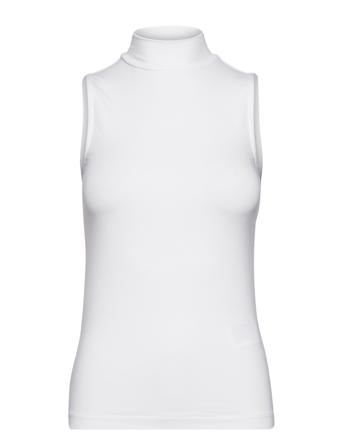 Modal Stretch Mock Neck Tank Top Ærmeløs Top Hvid Calvin Klein