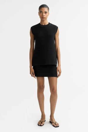 Soft Goat - Mini Skirt - Cashmere skirt - L - Black