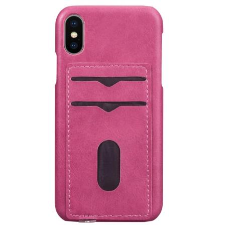 NYHET! Skal med Korthållare för iPhone X/XS (Vintage-Mark) Rosaröd