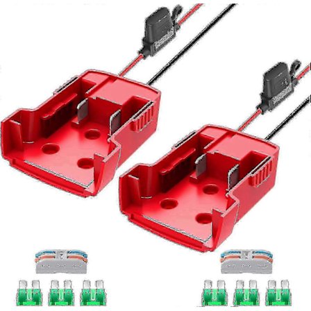 Power Wheel Adapter for Milwaukee M18 Batteri 18V Konverter med Sikringer og Kabeltilkoblinger 2-pakning