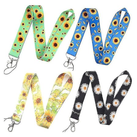 4 kpl Auringonkukka-lanyard, yhteensopiva matkapuhelimen ID-kortin pidikkeen avaimenperän kanssa