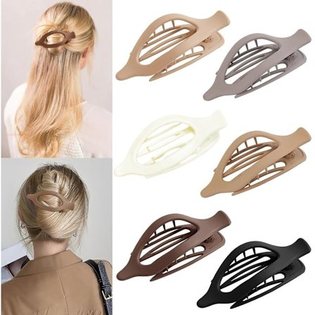 Hårnål 6 Stykker Hår Hårklemme Buet Flade Klemmer Flad Klo Klemme Stærkt Greb til Tykt og Tyndt Hår Mat Stærk Hårklemme og Pige Krokodilleklemmer