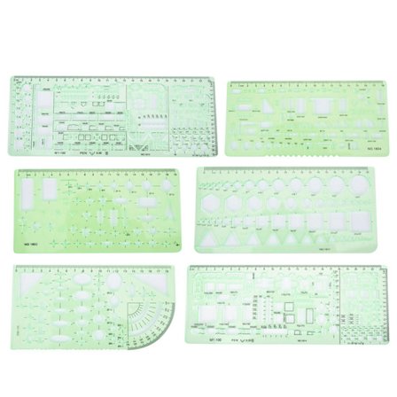 Multifunktionel arkitektur tegne skabelon lineal DIY maleri hul lineal sæt (#3)