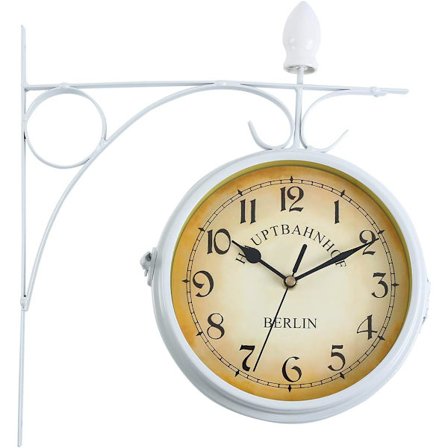 Retro Stasjonsklokke, Dobbeltsidig Veggklokke for Innendørs og Utendørs Bruk