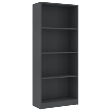 Vidaxl Bokhylla 4 Hyllor Grå 60x24x142 Cm Konstruerat Trä Grå