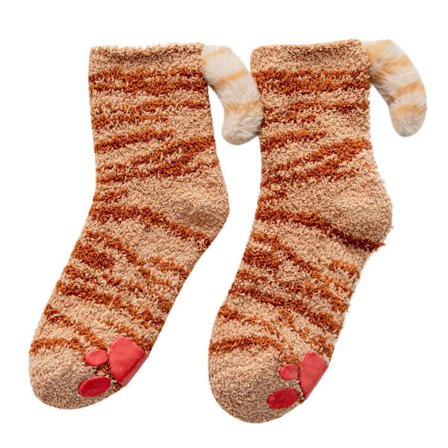 Dame sokker i plys, vinterfortykkede varme uldtøfler sokker, tegneserie komfortable bløde ankelsokker løse sokker