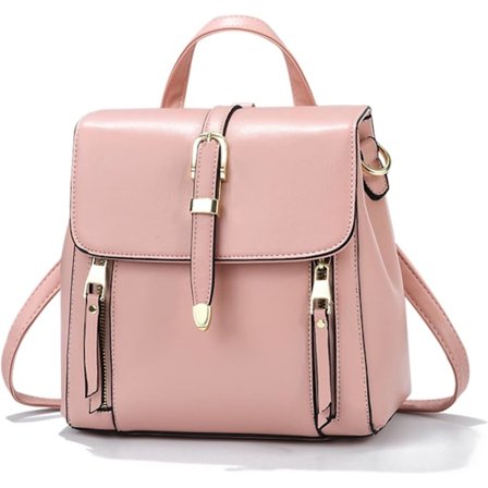 Dame Liten Ryggsekk Mini Ryggsekk Søt Ryggsekk Håndveske PU Lær Jenter Damer Ryggsekk Multifunksjonell Skulderveske Klaff Crossbody Veske Rosa