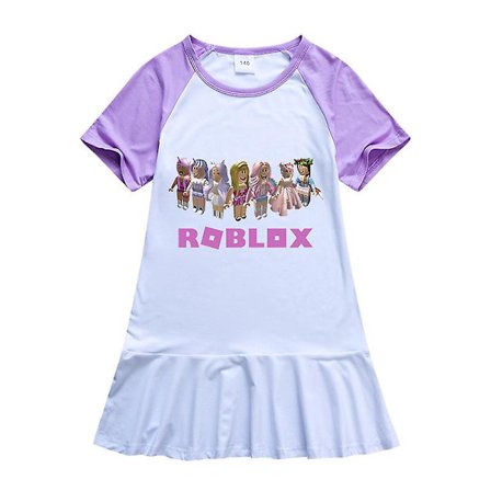 Roblox Barnekjoler for jenter, skjørt, babyjenter, kort ermet, festprinsessekjole, bursdagsfestgave, barneklær W