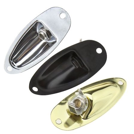 Jack Plate -liitäntä Fender Strat Stratocaster -tyyppisille kitaroille (musta/kromi/kulta) (3 kpl)