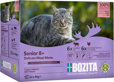 Bozita Katt - Senior 8+ Kjøtt i saus Multibox 12 x 85g - Katt - Kattefôr & kattemat - Våtfôr og våtmat - ZOO.no