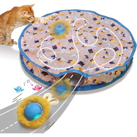 Interaktiv Kattleke Ball Med Kvitrende Gjemme-og-Søk-Mus For Innendørs Lek Og Trening