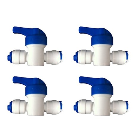 4-pack inbyggda kranventiler för 1/4" LDPE kylskåp frys omvänd osmos
