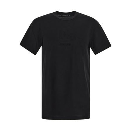 Dolce & Gabbana T-Shirt with Embossed DG Logo Sort, Herre T-shirts