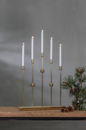 Star Trading - Sähkökynttelikkö Gustavo, korkeus 64 cm - Messinkiä - Sähkökyntteliköt - - Homeroom