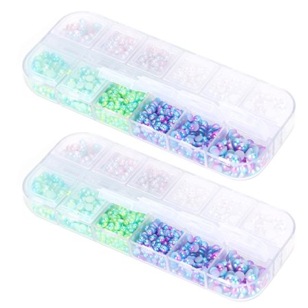 2 æsker halvrunde flade bagsiden diamant DIY imitation perle til sko hatte dekoration