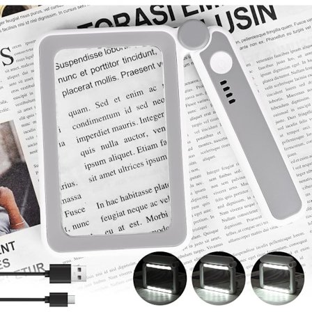 ING Förstoringsglas, Uppladdningsbart 4X Läsförstoringsglas med 10 LED-lampor, Vikbart Belyst Förstoringsglas för Läsning, Efterbearbetning