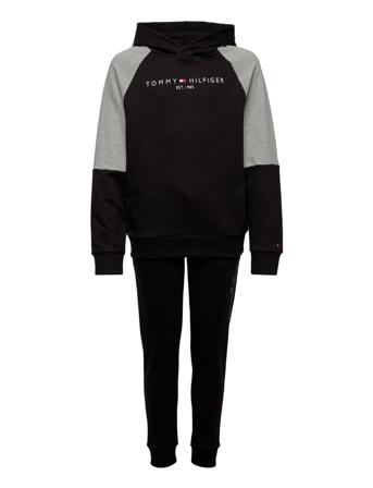 Essential Hooded Colorblock Set Sets Sweatsuits Svart Tommy Hilfiger