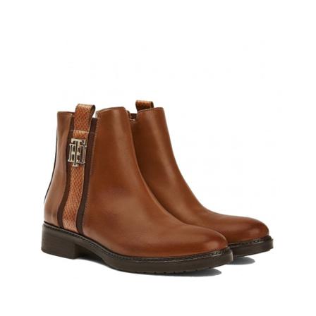Tommy Hilfiger, Womens leather ankle boots Fw 0Fw 05181 Brązowy, Kobieta, Rozmiar: 41 EU
