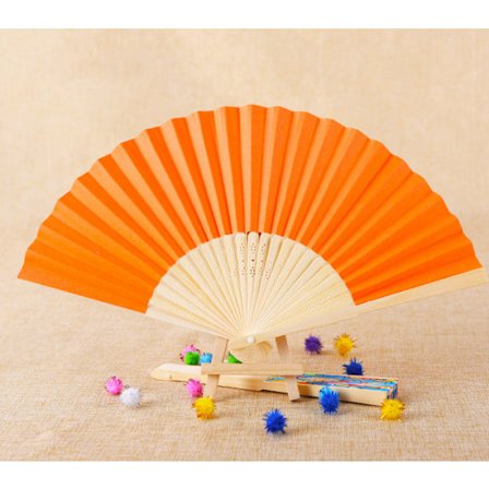 20 hvide papir- og bambusvifter til gæster - bryllup, fest, udendørsarrangementer. (7 tommer orange, 20)