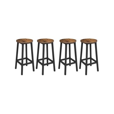 Rootz Barstole - Sæt med 4 barstole - Spånplade Barstole - Køkkentaburet - Spånplade/Stål - Vintage Brun/Sort - 32 x 65 cm