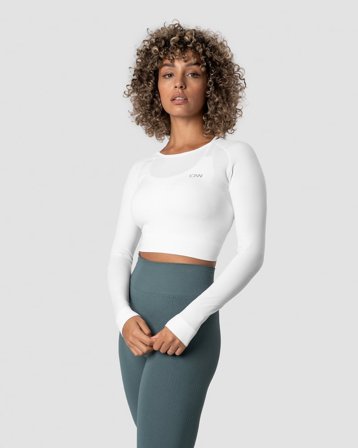 ICANIWILL - Define Seamless LS Crop Top White Wmn - Oberteile - Damen - ICIW