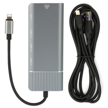 USB 2.0 6-i-1 Dockningsstation med Lightning till HDMI 3 USB-portar Hub för iPhone iPad Grå
