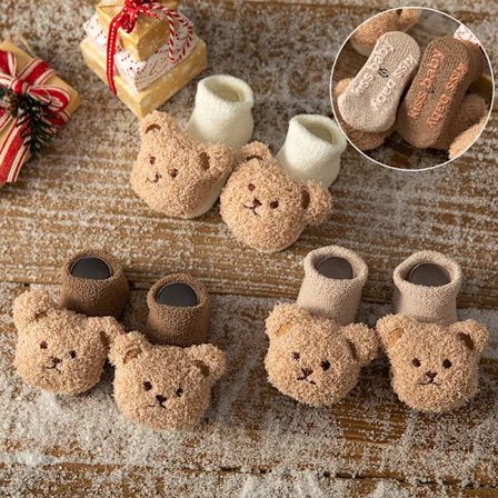 Cartoon Bear Baby Socks for Girl Boys Newborn Anti Slip Soft Warm Winter Autumn Toddler Indoor Floor Thick Sock Infant Socking