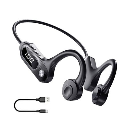 Beinledningshodetelefoner Trådløse hodetelefoner SVART Svart