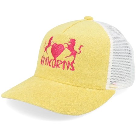 Unicorns - Gul trucker Caps - Unicorns Heart Terry Yellow A-frame Trucker @ Hatstore