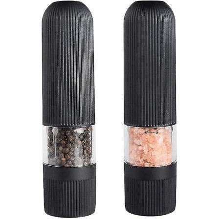 Elektrisk Salt- och Pepparkvarnset, Automatisk Enhandsmanövrerad Peppar- och Saltkvarn med Justerbar Grovhet och Batteridriven