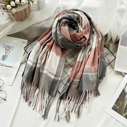 Cashmere klassisk rutete skjerf Overdimensjonert Tartan-skjerf B B