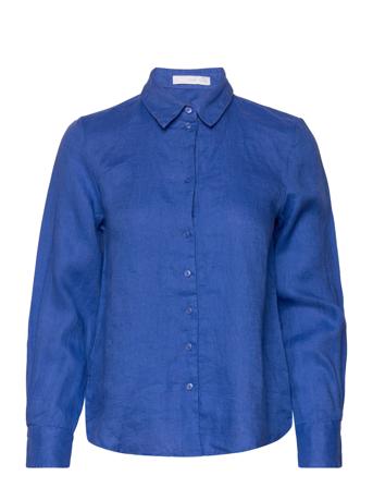 Linen 100% Shirt Langermet Skjorte Blå Mango*Betinget Tilbud
