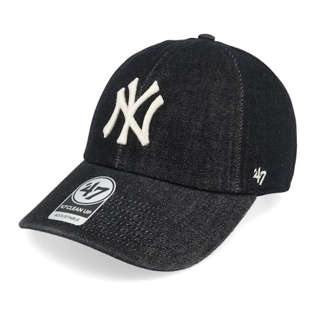 47 Brand - Negro unconstructed Gorra - New York Yankees MLB 47 Clean Up Cap Black Dad Cap @ Hatstore