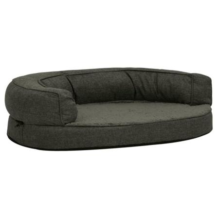 Vidaxl Ergonomisk Hundmadrass 90x64 Cm Linnelook Fleece Mörkgrå Grå