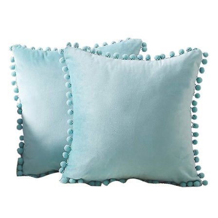 2 stk Fløyels Pute med Pompoms Putetrekk Dekorative Putetrekk Pute Kastepute For