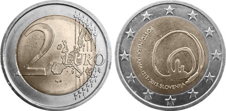 Slovenia 2013 - 800th Anniversary of the First Visit of the Postojna Cave - 2 euro coin