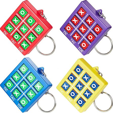 stk. Tic Tac Toe nøkkelring for mini ryggsekk-klips bursdagsfest for gutt og jente, tilfeldige farger
