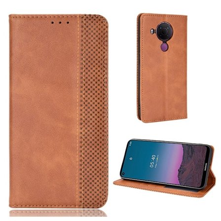 Alpha Nokia 5.4 nahkainen läppäkotelo - Ruskea