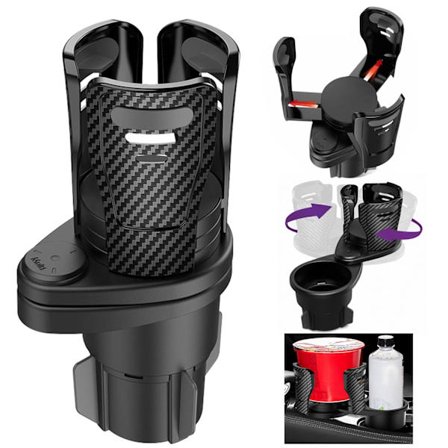 Bilkoppholder Ekspander, 2 i 1 Dobbel Koppholder Ekspander Adapter for Bil, Multifunksjonell Auto Drikkeholder