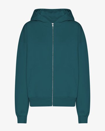 Organic Oversized Zip Hood - Ocean Green