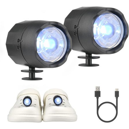 Kroklys, 2 stk LED-lys tresko-hovedlys IPX5 vanntett skolykt for hundelufting, camping, C-type oppladbar lys, (svart)