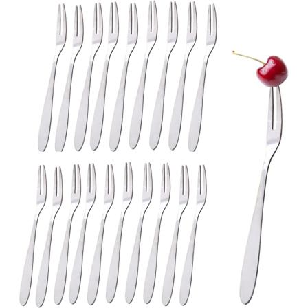 20 stk. Sølv Dessertgafler, Rustfrit Stål Frugtgafler,