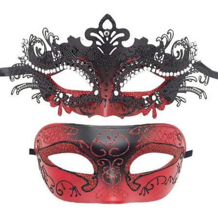 Par af Masquerade Mask Metal Jern Sommerfuglebold Maske (rød) 2 Stykker
