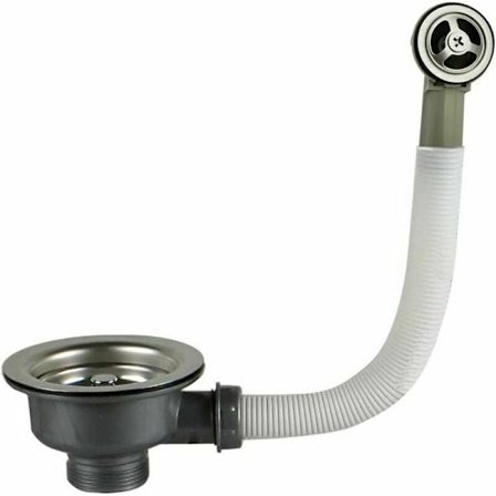 Afløbssi til vask med overløb, rustfrit stål, kurv 114 mm 1½ - Rustfrit stål