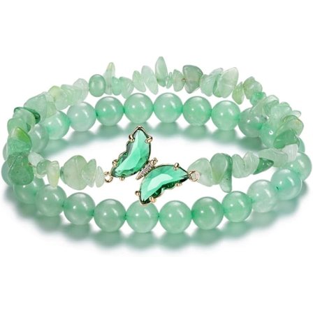 Krystallarmbånd for kvinner Naturlig helbredende edelsten Perlearmbånd Sommerfuglberlocker Steinlagsarmbånd Gaver Kvinner Jenter