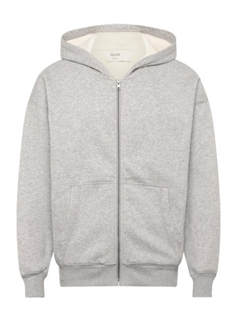 Boxy Waffle Lined Full Zip Grey Hollister