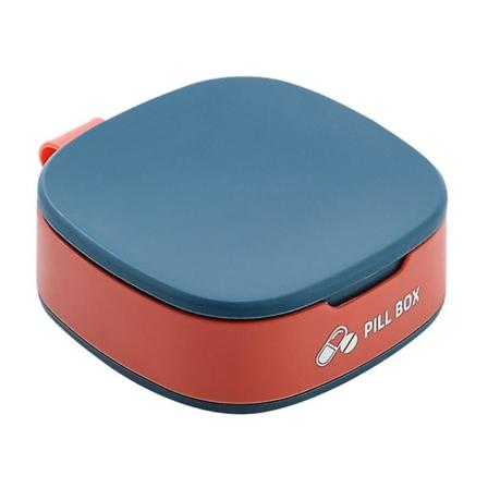 Mini Firkantet Pilleboks med 4 Rom Bærbar Liten Etui Tablettdispenser Vitaminer Smykkeorganisator for Veske Blå
