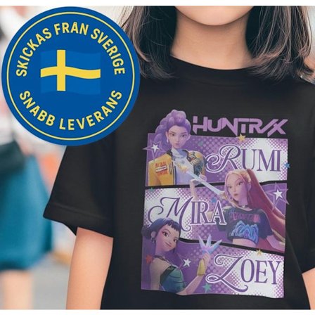 K-Pop Sort Slide T-Shirt – Huntrix - Dæmonjægerne Mira, Rumi & Zoey