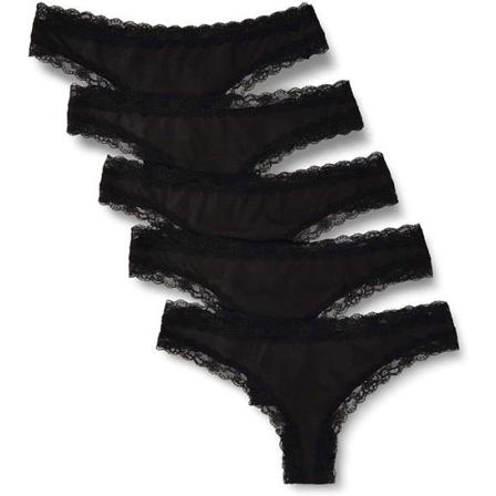 Stringtrosa - tanga Iris - lilly - BELK015M51XS - Thong i bomull och spets för kvinnor, 5-pack Svart XS