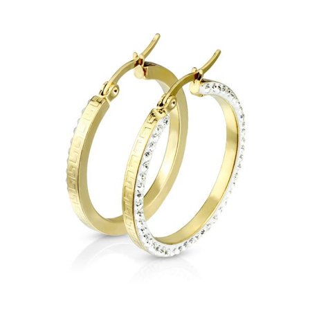 1 Par 30 mm. Creoler i IP Guldpläterad 316L stål med CZ